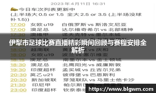伊犁市足球比赛直播精彩瞬间回顾与赛程安排全解析